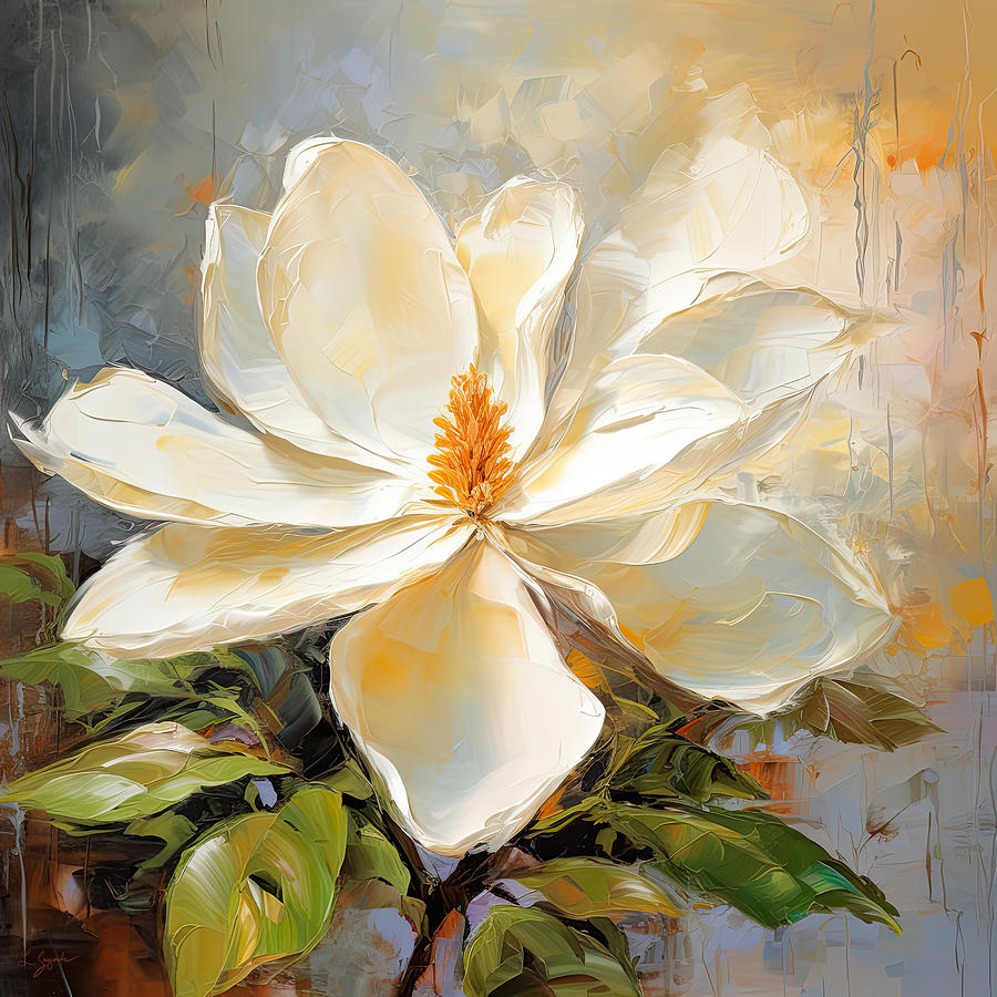 Magnolias Elegance- Magnolia Paintings Painting by Lourry Legarde