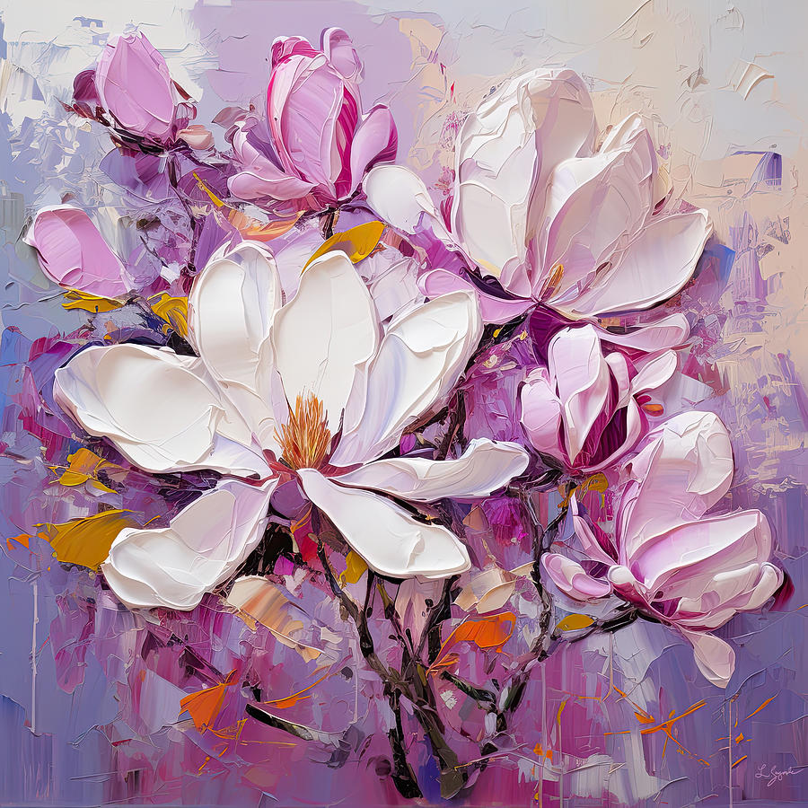 Magnolia Movie Digital Art - Magnolias in Pastel - Pastel Colors Art by Lourry Legarde