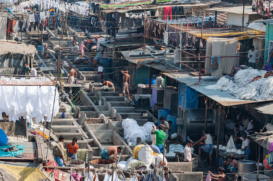 Mahalaxmi Dhobi Ghat, Mumbai, India - Worlds largest outdoor laundry. Photograph by Malcolm P Chapman