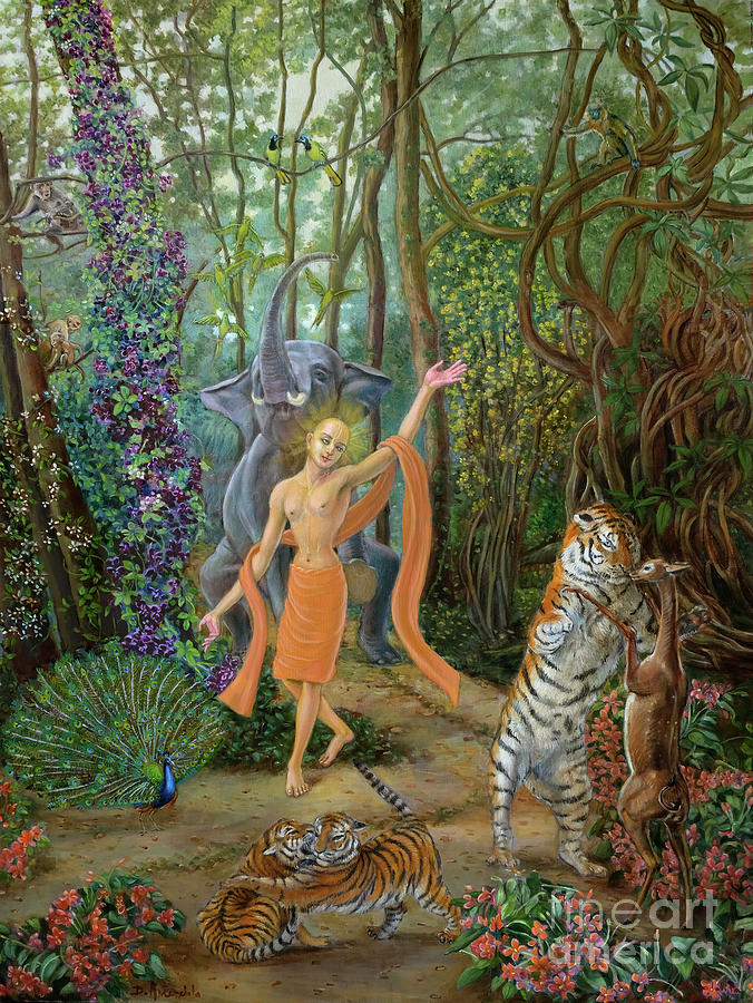 Mahaprabhu in the Jarikhanda forest Painting by Dominique Amendola