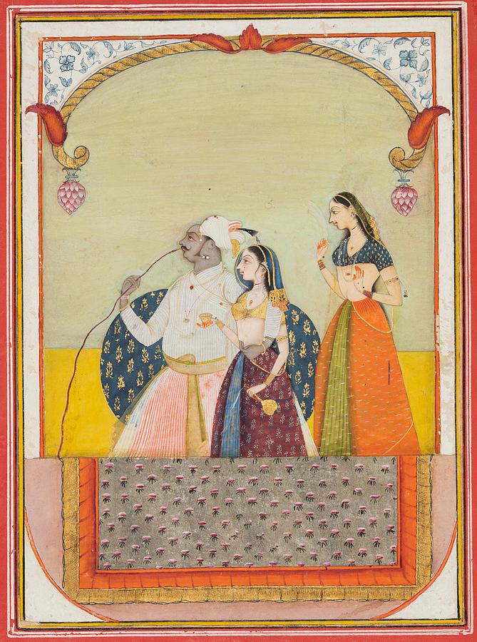 Ustad Painting - Maharaja Shri Anand Singh-ji and His Consort by Ustad Murad