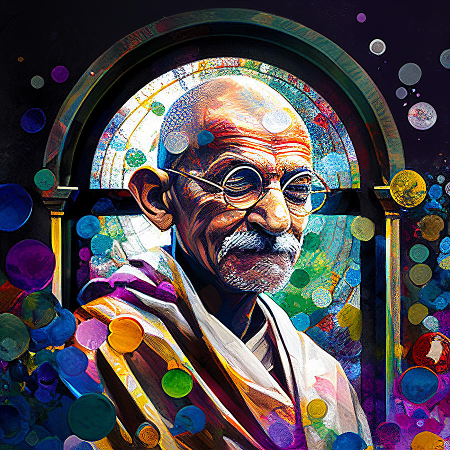 Mahatma Gandhi Indian Pacifist Leader Digital Art by VRL Arts - Fine ...