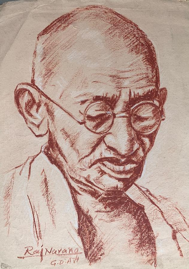 Black  White Photo Mahatma Gandhi Sketch