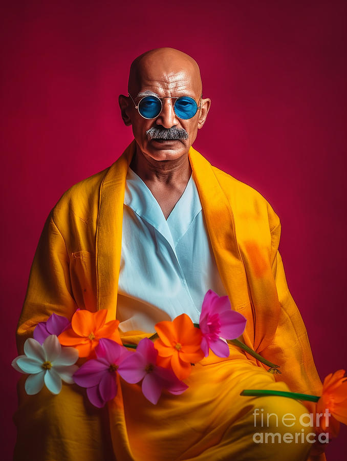 Mahatma  Gandhi  Surreal  Cinematic  Minimalistic   By Asar Studios Painting