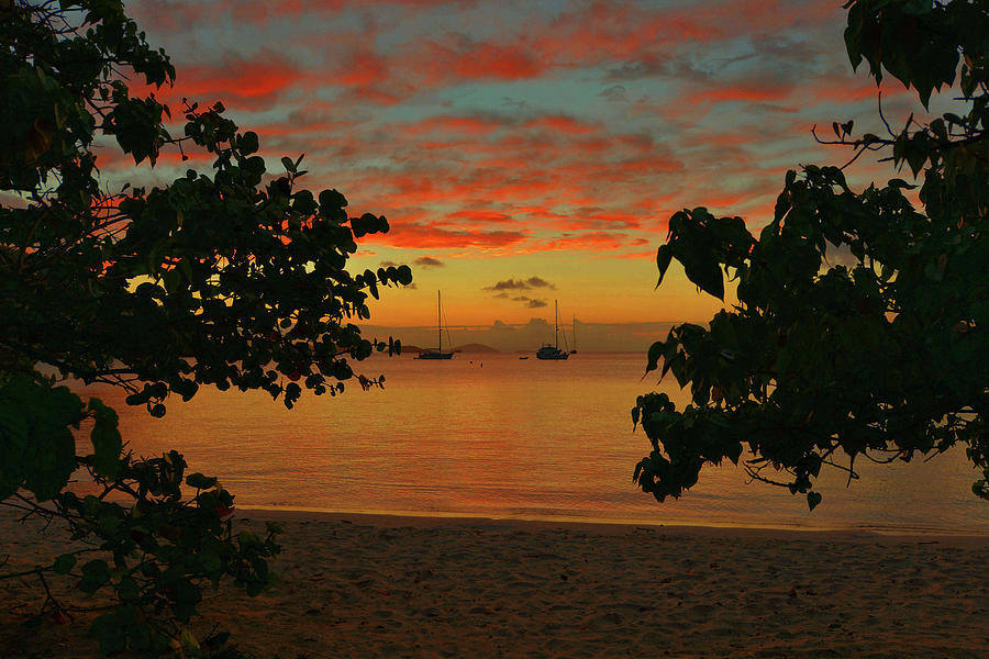 Maho Bay At Sunset Photograph by Stephen Vecchiotti