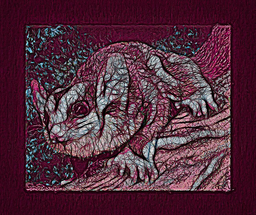 Mahogany Glider Textured Maroon Pink Blue Drawing by Joan Stratton