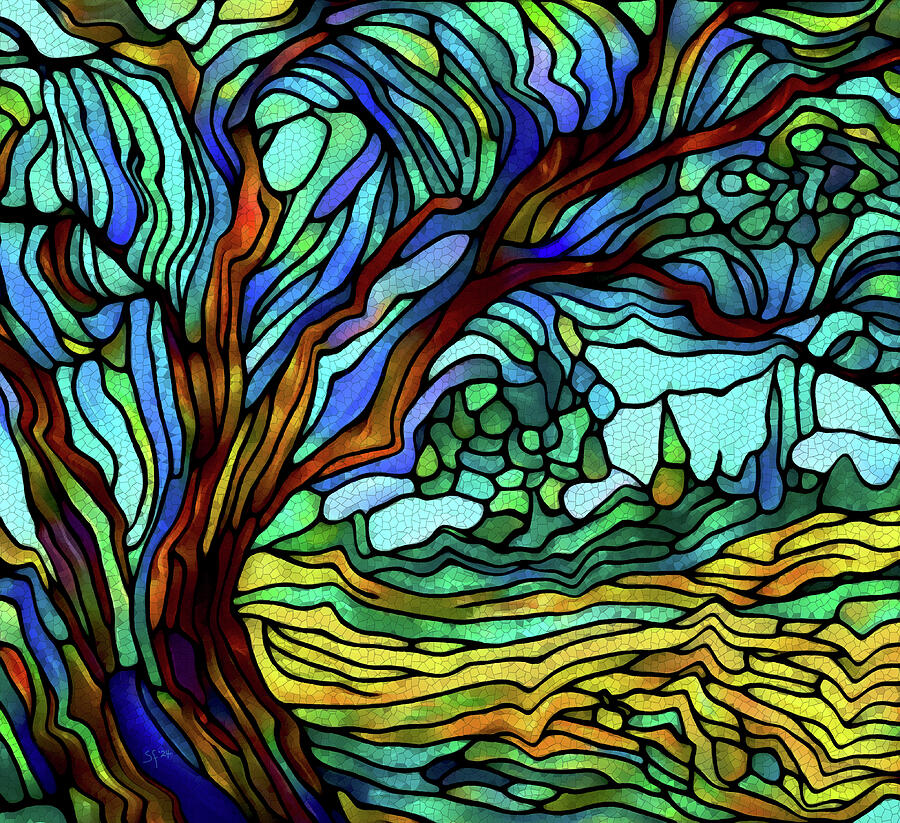 Mahogany Tree Landscape Mosaic Mixed Media by Shelli Fitzpatrick Mahogany Tree Landscape Mosaic Mixed Media by Shelli Fitzpatrick