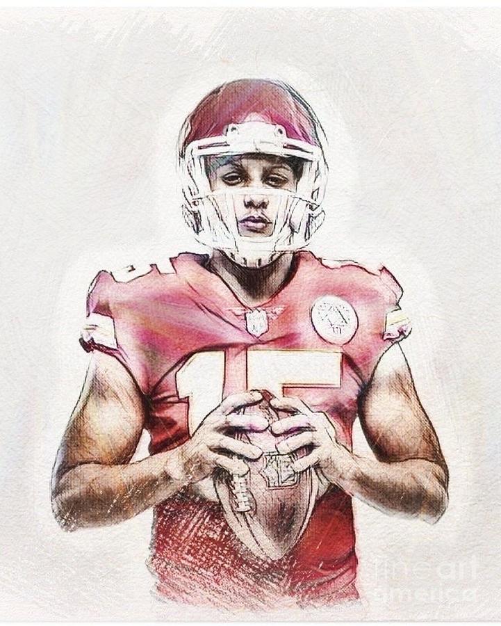 Mahomes Pencil Sketch Drawing by Luke Anthony