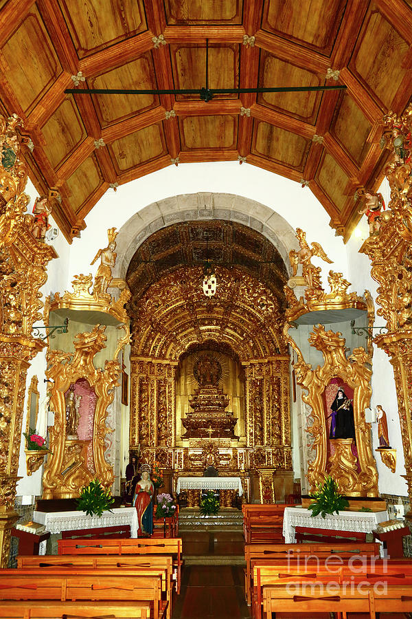 Main altar and nave Misericordia church Caminha Portugal Photograph by James Brunker