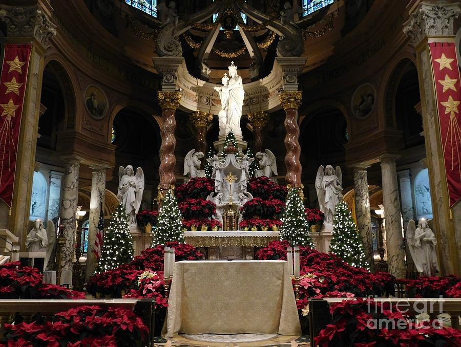 Main Altar Christmas Decor at Our Lady of Victory Basilica Lackawanna NY Photograph by Rose Santuci-Sofranko