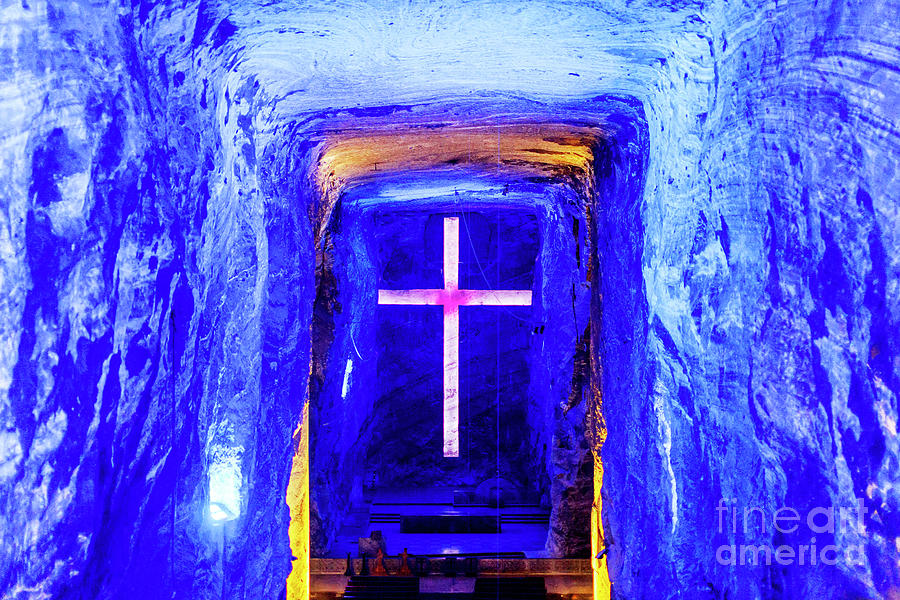 Main Altar Cross at the Salt Cathedral of Zipaquira Photograph by John Rizzuto
