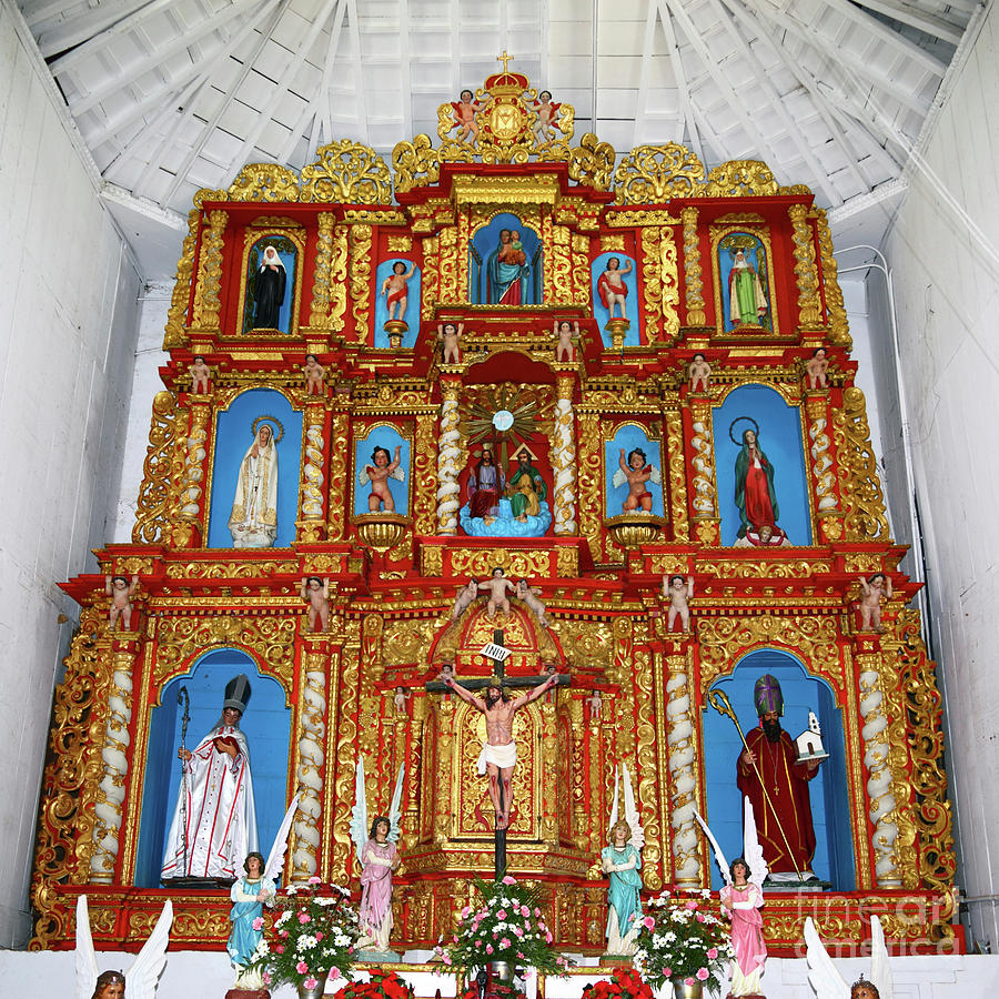 Main altar screen of San Atanasio church Panama Photograph by James Brunker