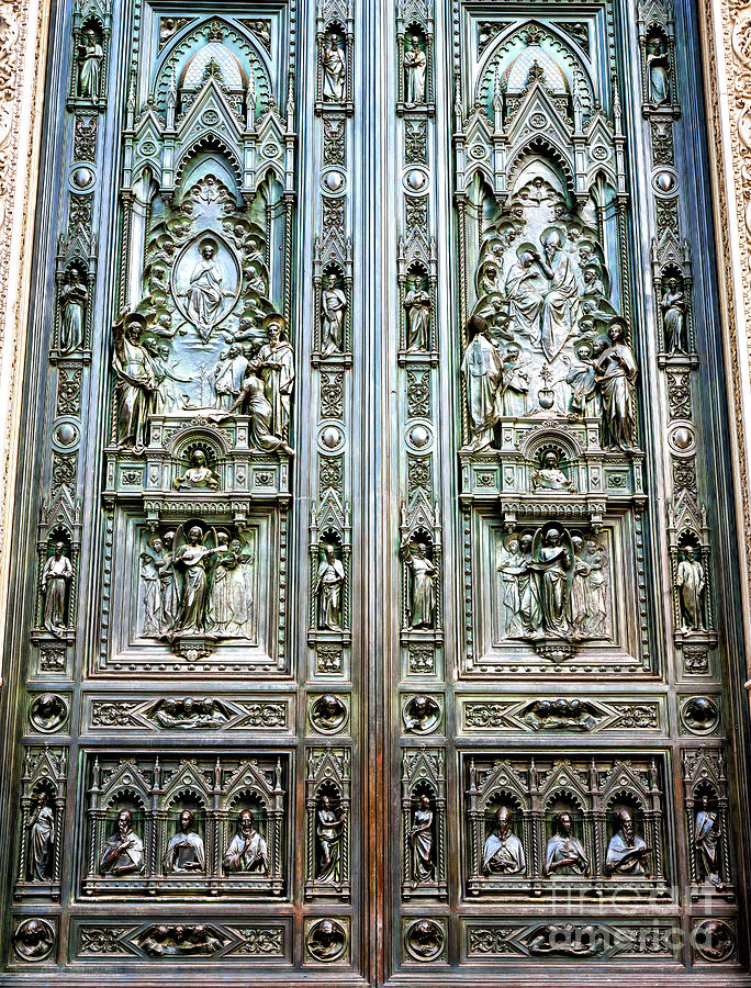 Main Bronze Door of the Florence Cathedral in Italy Photograph by John Rizzuto