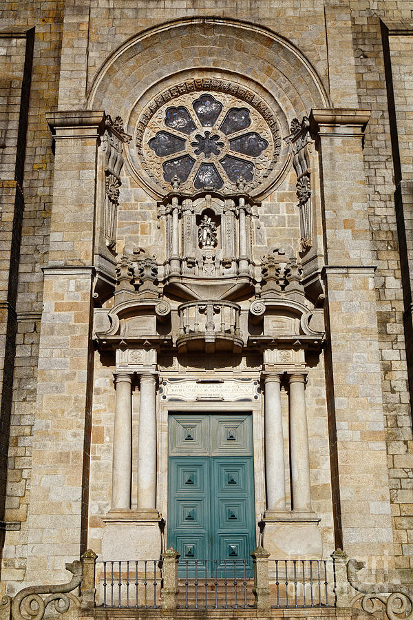 Main entrance portal of Se do Porto cathedral Portugal Photograph by James Brunker