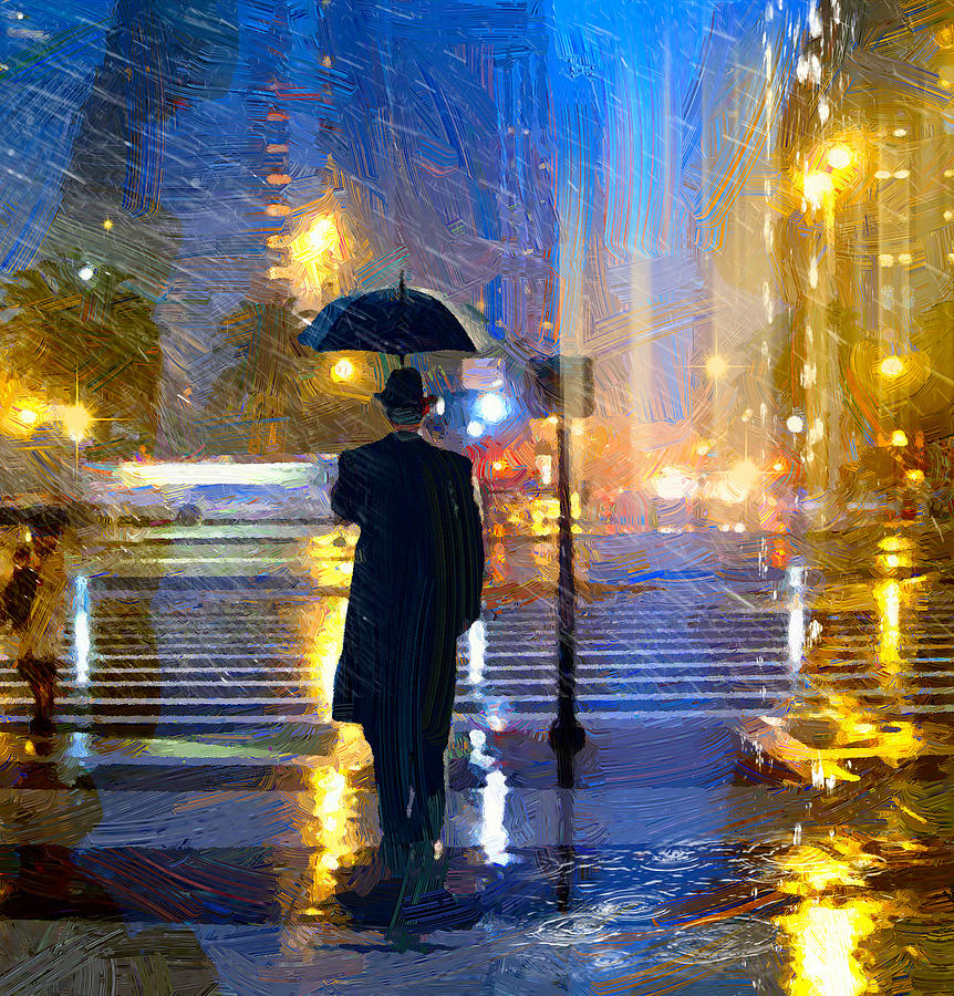Man In Black Rain Painting by Pixteeby - Fine Art America