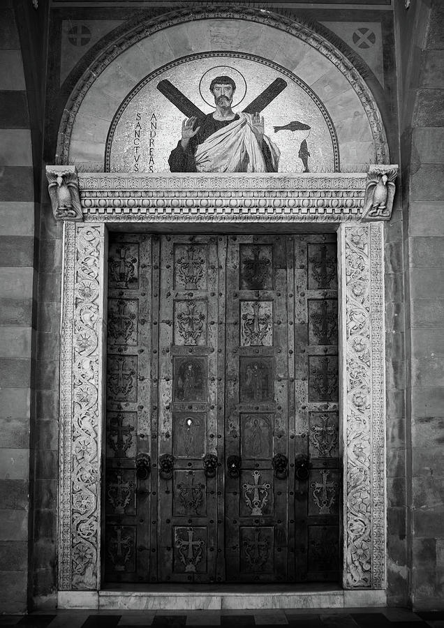 Main Portal Of The Amalfi Cathedral - Black And White Photograph