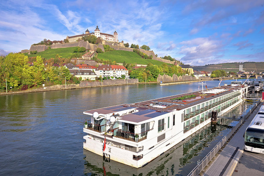 Main river cruise ship in town of Wurzburg view Photograph by Brch Photography