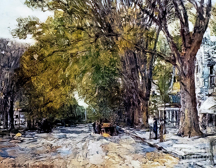 Main Street East Hampton by Childe Hassam 1920 Painting by Childe Hassam
