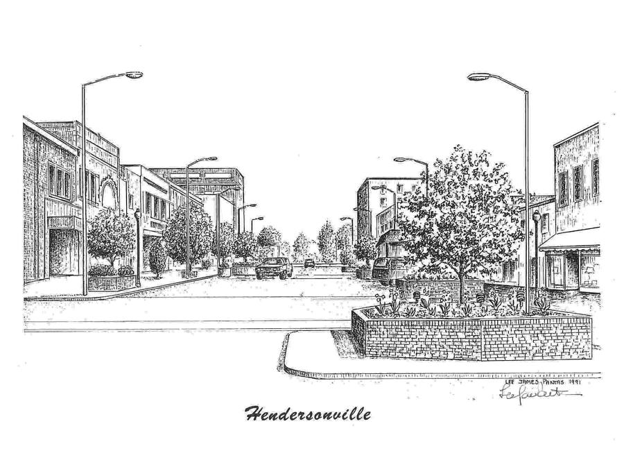 Main Street Hendersonville NC Drawing by Lee Pantas