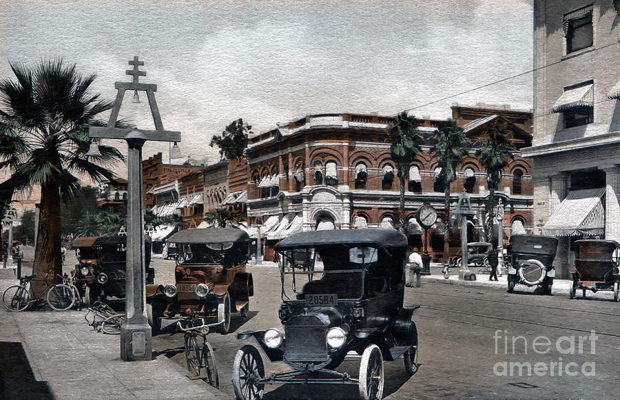 Main Street - Riverside CA - 1910s - Vintage Image Photograph by Sad Hill - Bizarre Los Angeles Archive