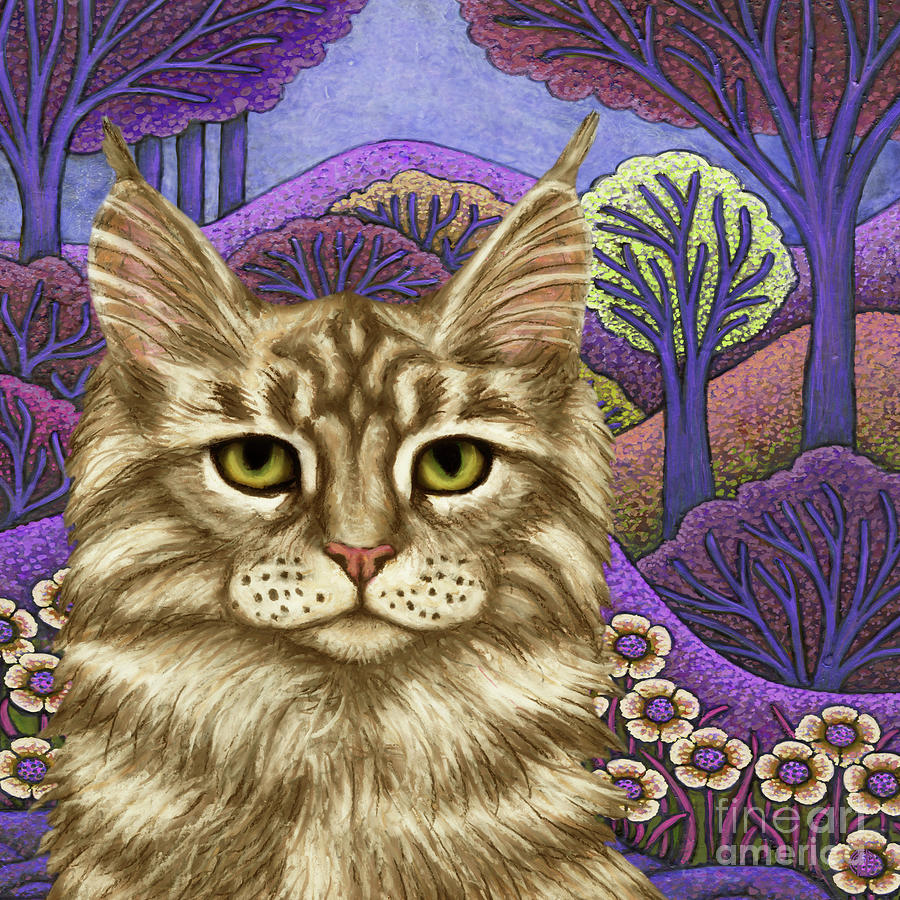 Maine Coon Fantasy Adventure Painting by Amy E Fraser