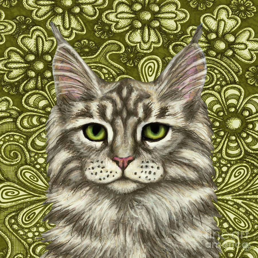 Maine Coon Tapestry Painting by Amy E Fraser