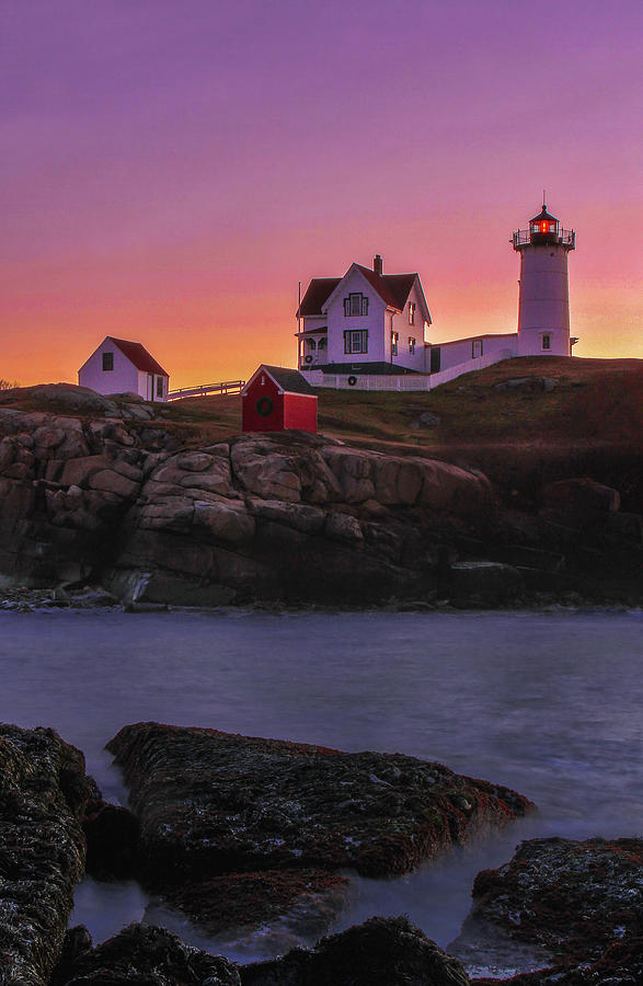 Maine Daybreak at Nubble Light Photograph by Juergen Roth