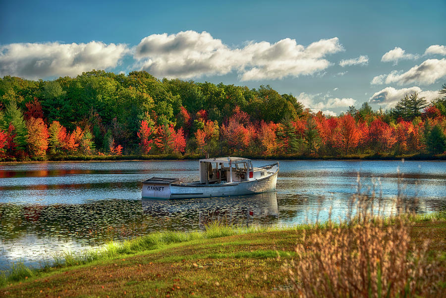 Maine Fishing Boat in Autumn Photograph by Joann Vitali