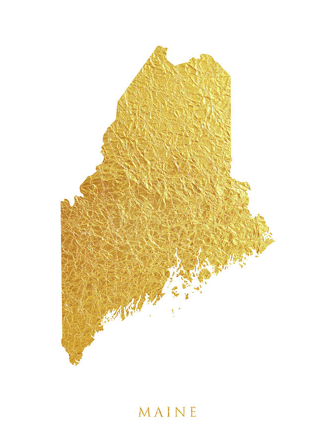 Maine Gold Map #59 Digital Art by Michael Tompsett