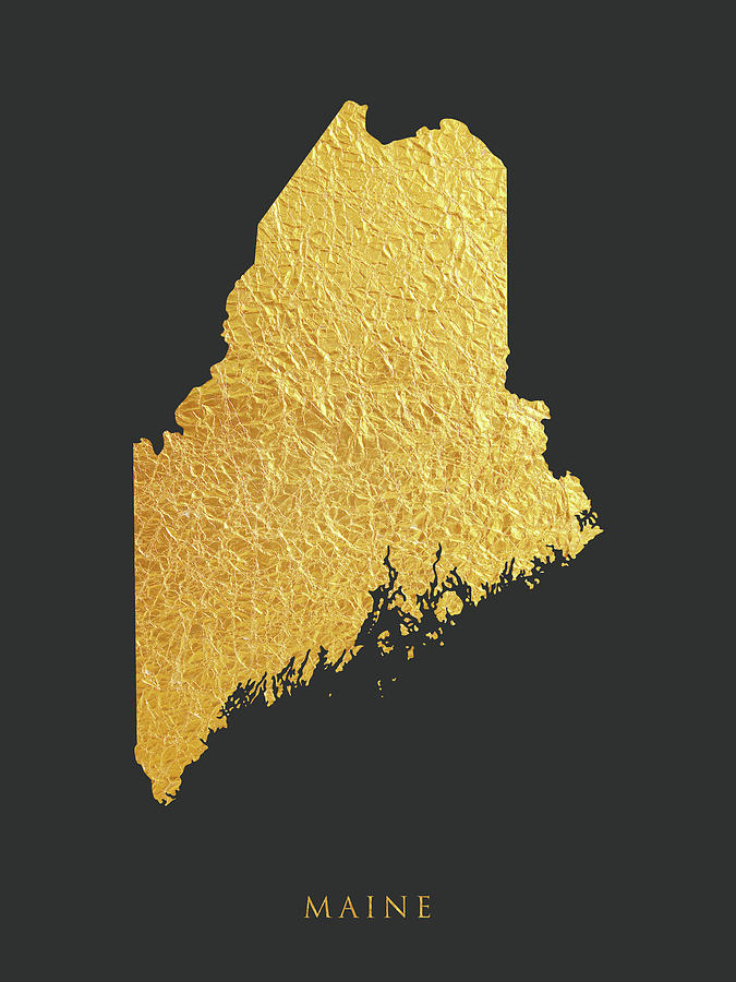 Maine Gold Map #68 Digital Art by Michael Tompsett