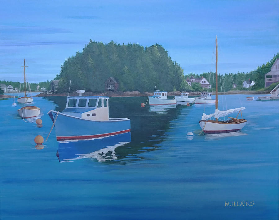 Maine Harbor morning Painting by M H Laing - Fine Art America