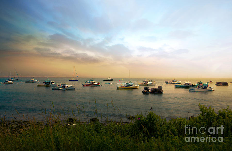 Maine Harbor with Lobster Boats Photograph by Diane Diederich