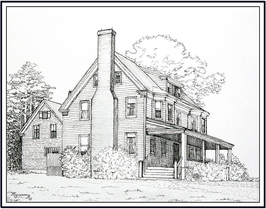 Maine House Drawing by Mariarosa Rockefeller