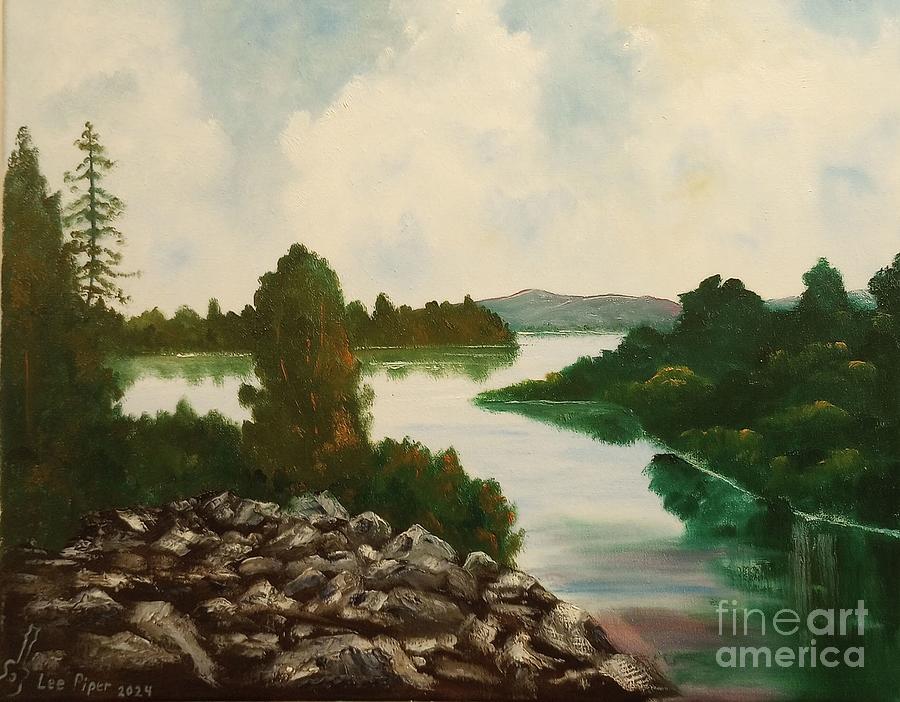 Tree Painting - Maine River by Lee Piper