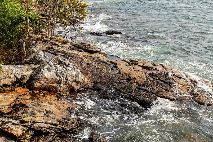 Maine Rocky Waters Edge Photograph by Donna Twiford