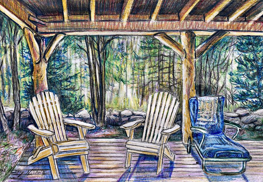 Maine Summer In The Woods Drawing by Joy Nichols