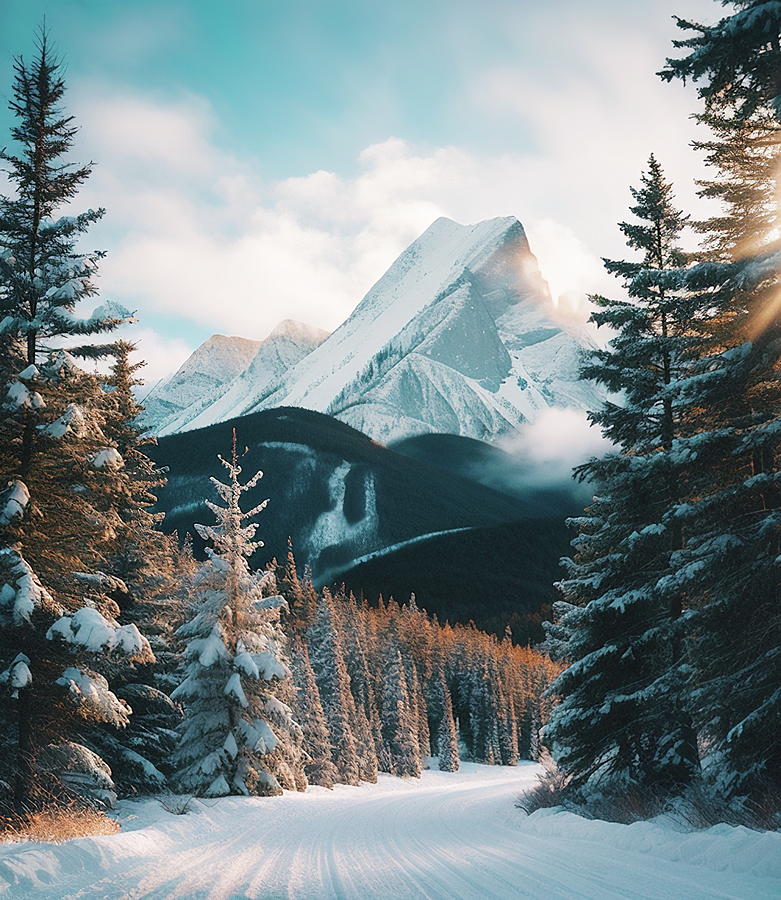 Winter Digital Art - Maine Winter Landscape by Anthony Dezenzio