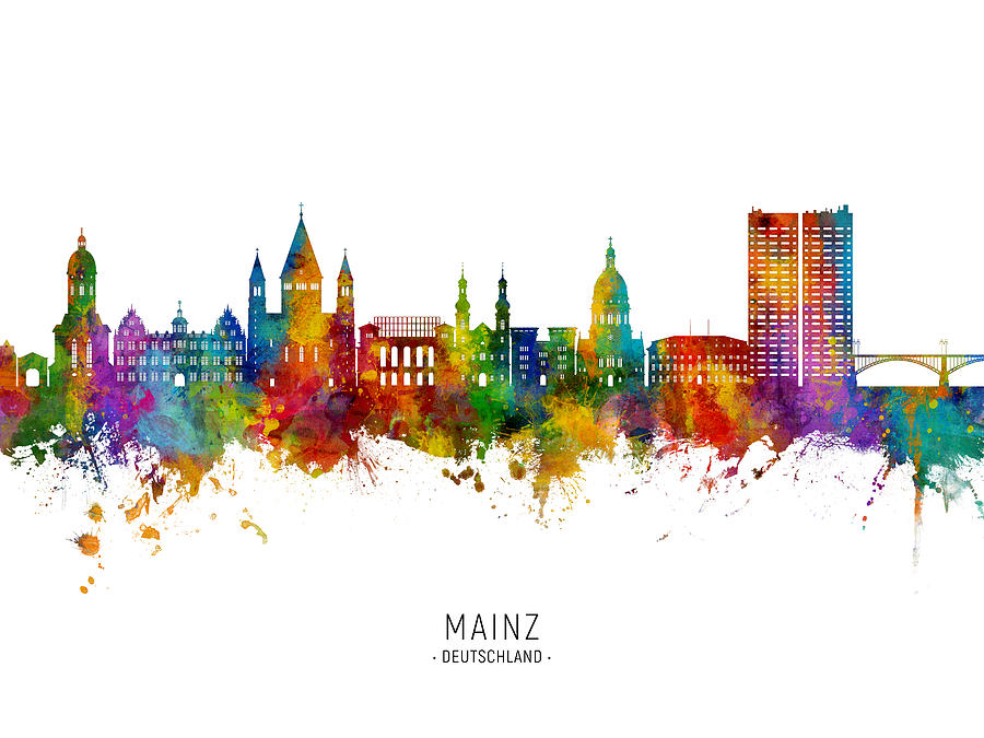 Mainz Germany Skyline #67 Digital Art by Michael Tompsett