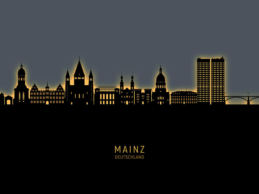 Mainz Germany Skyline #80 Digital Art by Michael Tompsett