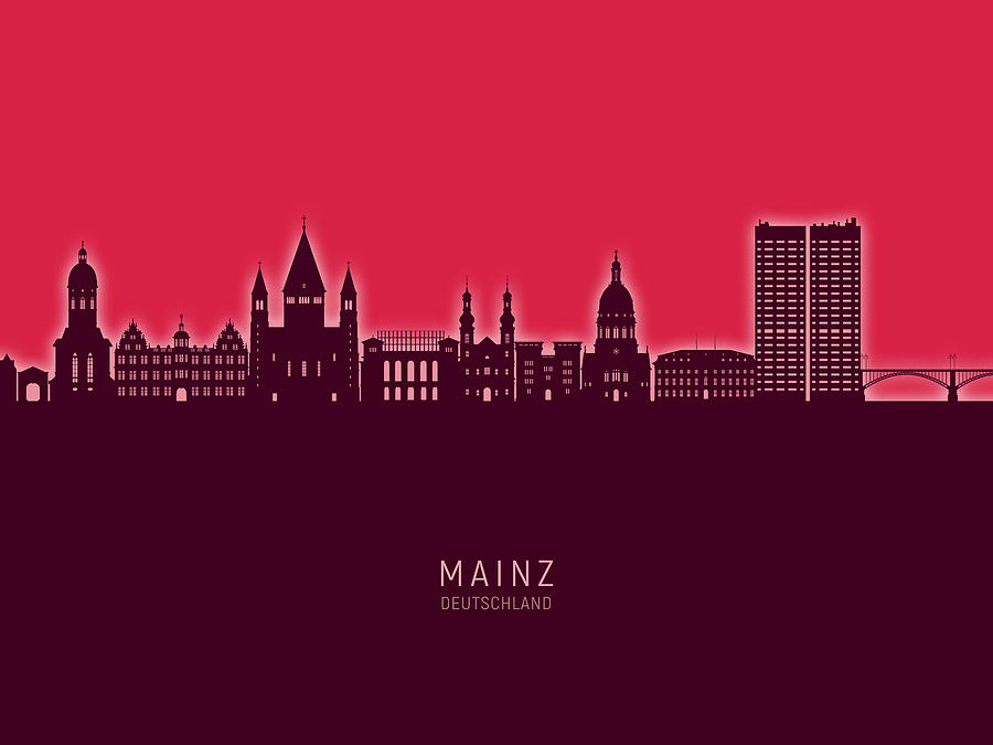 Mainz Germany Skyline #86 Digital Art by Michael Tompsett