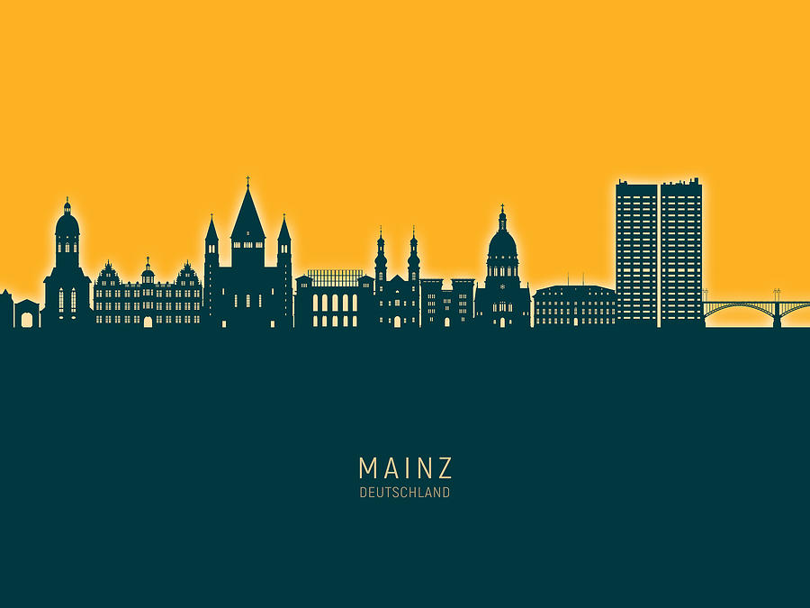 Mainz Germany Skyline #87 Digital Art by Michael Tompsett