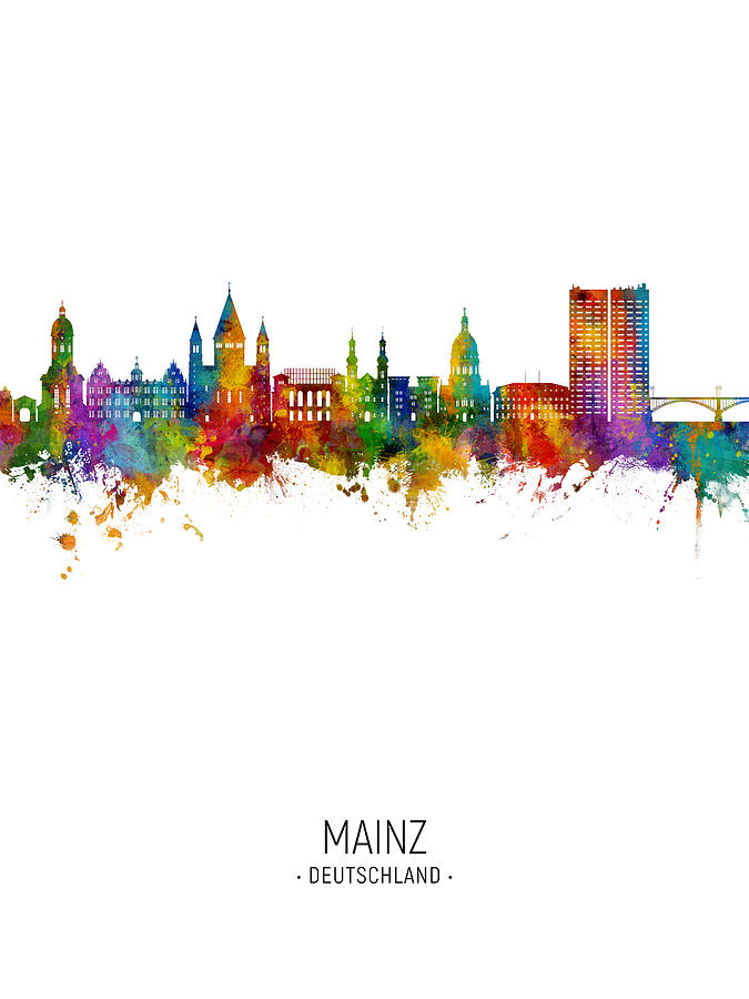 Mainz Germany Skyline #89 Digital Art by Michael Tompsett