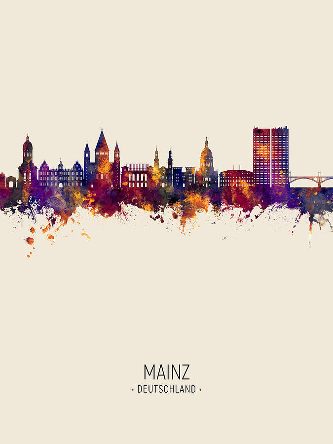 Mainz Germany Skyline #90 Digital Art by Michael Tompsett