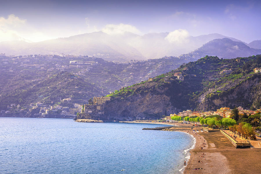 Maiori beach and town in Amalfi coast. Photograph by Stefano Orazzini