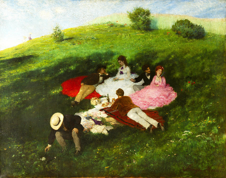 Majalis - Picnic in May  by Szinyei Merse Pal - Hungarian painters Painting by Szinyei Merse Pal