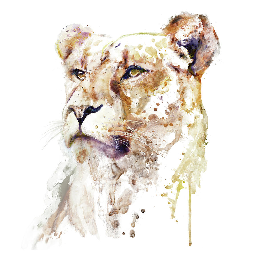 Majestic Alpha Lioness Head Painting by Marian Voicu