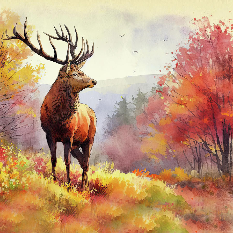 Majestic Autumn Stag  Digital Art by HH Photography of Florida
