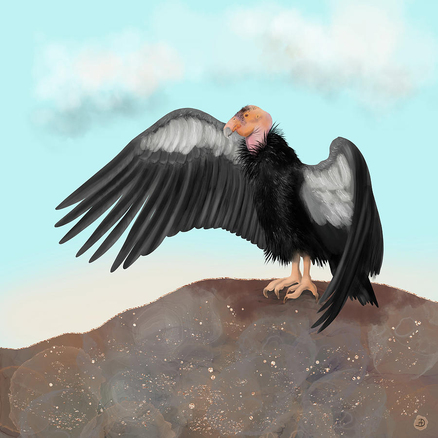 Majestic California Condor on the Mountain Heights Digital Art by Andreea Dumez