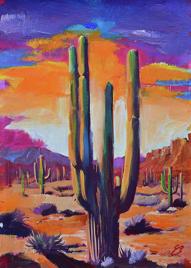 Saguaro National Park Painting - Majestic Desert Sentinel by Elise Palmigiani