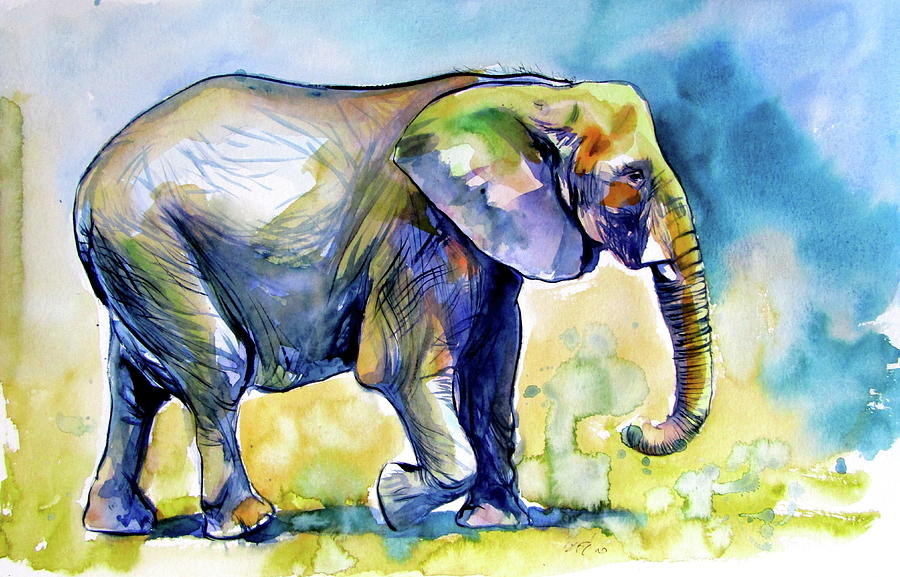 Majestic elephant alone III Painting by Kovacs Anna Brigitta | Fine Art ...